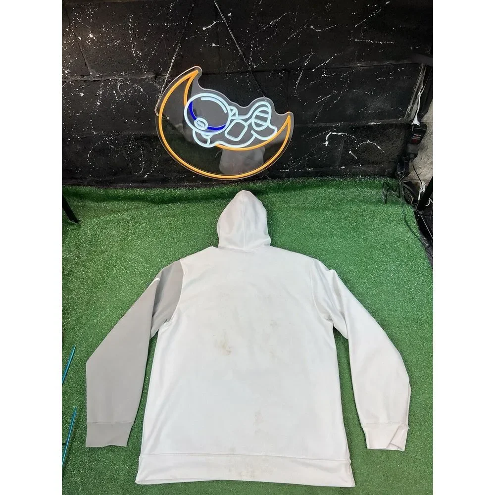 Vintage Nike Y2K White/Gray Hoodie Pullover Sweatshirt Gray Tag Mens Sz‎ LG
